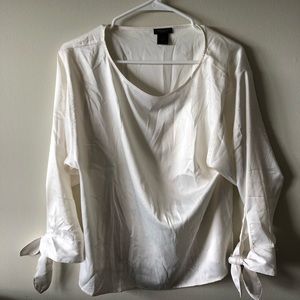 Ann Taylor Cream Silk Long Sleeve Top